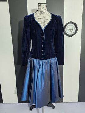 Vintage Blue Velvet Dress